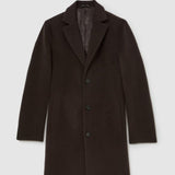 Reiss Knight Wool-Blend Single-Breasted Epsom Coat In Dark Brown