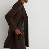 Reiss Knight Wool-Blend Single-Breasted Epsom Coat In Dark Brown