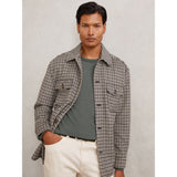 Reiss Liam Wool-Blend Houndstooth-Check Overshirt in Grey