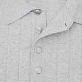Reiss Long Sleeve Half Button Wide Ribbed Polo In Soft Grey