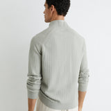 Reiss Long Sleeve Half Zip Jumper In Sage Green