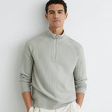 Reiss Long Sleeve Half Zip Jumper In Sage Green