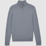 Reiss Long Sleeve Half Zip Merino Wool Jumper In Steel Blue