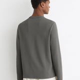 Reiss Long Sleeve Textured Henley Shirt Sage Green