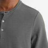 Reiss Long Sleeve Textured Henley Shirt Sage Green