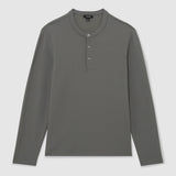 Reiss Long Sleeve Textured Henley Shirt Sage Green
