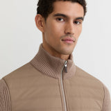 Reiss Long Sleeve Zip Quilted Jacket In Brown