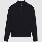 Reiss Loxley Cable-Knit Half-Zip Jumper with Wool in Navy