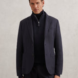 Reiss Loxley Cable-Knit Half-Zip Jumper with Wool in Navy