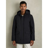 Reiss Lucan Hooded Zip-Through Padded Jacket in Navy