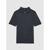 Reiss Maxwell Merino Wool Half-Zip Polo Shirt in Blackened Blue