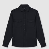 Reiss Mcshane Twin-Pocket Button-Through Overshirt In Navy