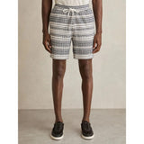 Reiss Men's Haze Crochet Drawstring Shorts In White/Black