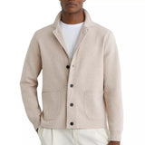 Reiss Men's Plaza Collared Button-Through Cardigan In Oatmeal