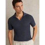 Reiss Merit Cotton Blend Polo Shirt In Dark Airforce Blue