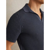 Reiss Merit Cotton Blend Polo Shirt In Dark Airforce Blue