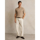 Reiss Merit Cotton Blend Polo Shirt In Light Camel Brown