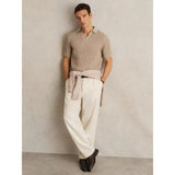 Reiss Merit Cotton Blend Polo Shirt In Light Camel Brown