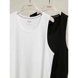 Reiss Monty 2 Pack Stretch-Cotton Loungewear Vests in White/Black
