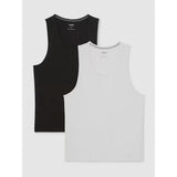 Reiss Monty 2 Pack Stretch-Cotton Loungewear Vests in White/Black