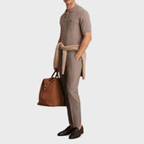 Reiss Nelson Patch Pocket Knit Polo Shirt in Mink Brown