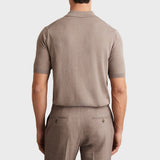 Reiss Nelson Patch Pocket Knit Polo Shirt in Mink Brown