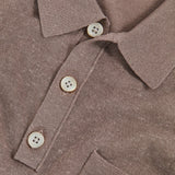Reiss Nelson Patch Pocket Knit Polo Shirt in Mink Brown