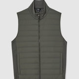 Reiss Newford Funnel-Neck Quilted Knit Gilet In Army Green