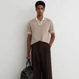 Reiss Open Neck Polo Caramel/Off White