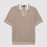 Reiss Open Neck Polo Caramel/Off White