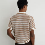 Reiss Open Neck Polo Caramel/Off White