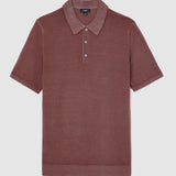 Reiss Pigment-Dyed Merino Wool Polo Jumper Jackdaw In Rose Pink