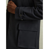 Reiss Player Hybrid Removable Funnel Neck Overcoat in Navy