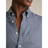 Reiss Queens Linen Button-Through Shirt In Airforce Blue