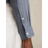 Reiss Queens Linen Button-Through Shirt In Airforce Blue