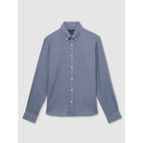 Reiss Queens Linen Button-Through Shirt In Airforce Blue
