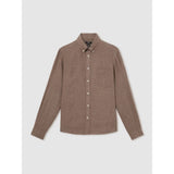 Reiss Queens Linen Button Through Shirt In Light Taupe Brown