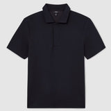 Reiss Reed Textured Concealed-Placket Polo Shirt In Navy