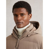 Reiss Reggie Quilted Zip-Through Puffer Jacket In Light Camel Brown