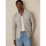 Reiss Ribona Woven Check Twin Pocket Overshirt In Light Grey