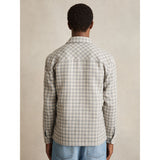 Reiss Ribona Woven Check Twin Pocket Overshirt In Light Grey