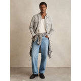 Reiss Ribona Woven Check Twin Pocket Overshirt In Light Grey