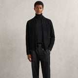 Reiss Roberto Four-Pocket Zip-Through Cardigan in Black