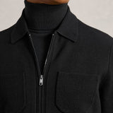 Reiss Roberto Four-Pocket Zip-Through Cardigan in Black