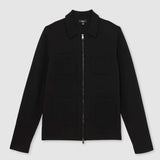 Reiss Roberto Four-Pocket Zip-Through Cardigan in Black