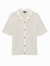 Reiss Roulette Textured-Knit Cuban-Collar Shirt In Oatmeal