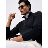 Reiss Royal Atelier 100% Cashmere Half-Zip Jumper in Navy