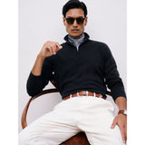 Reiss Royal Atelier 100% Cashmere Half-Zip Jumper in Navy