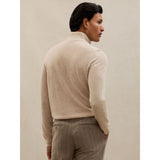 Reiss Royal Atelier 100% Cashmere Half-Zip Jumper in Oatmeal Melange