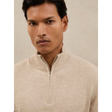 Reiss Royal Atelier 100% Cashmere Half-Zip Jumper in Oatmeal Melange